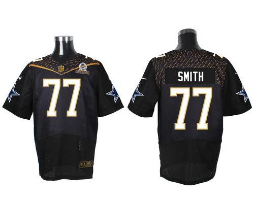 Nike Cowboys #77 Tyron Smith Black 2016 Pro Bowl Men's Stitched NFL Elite Jersey